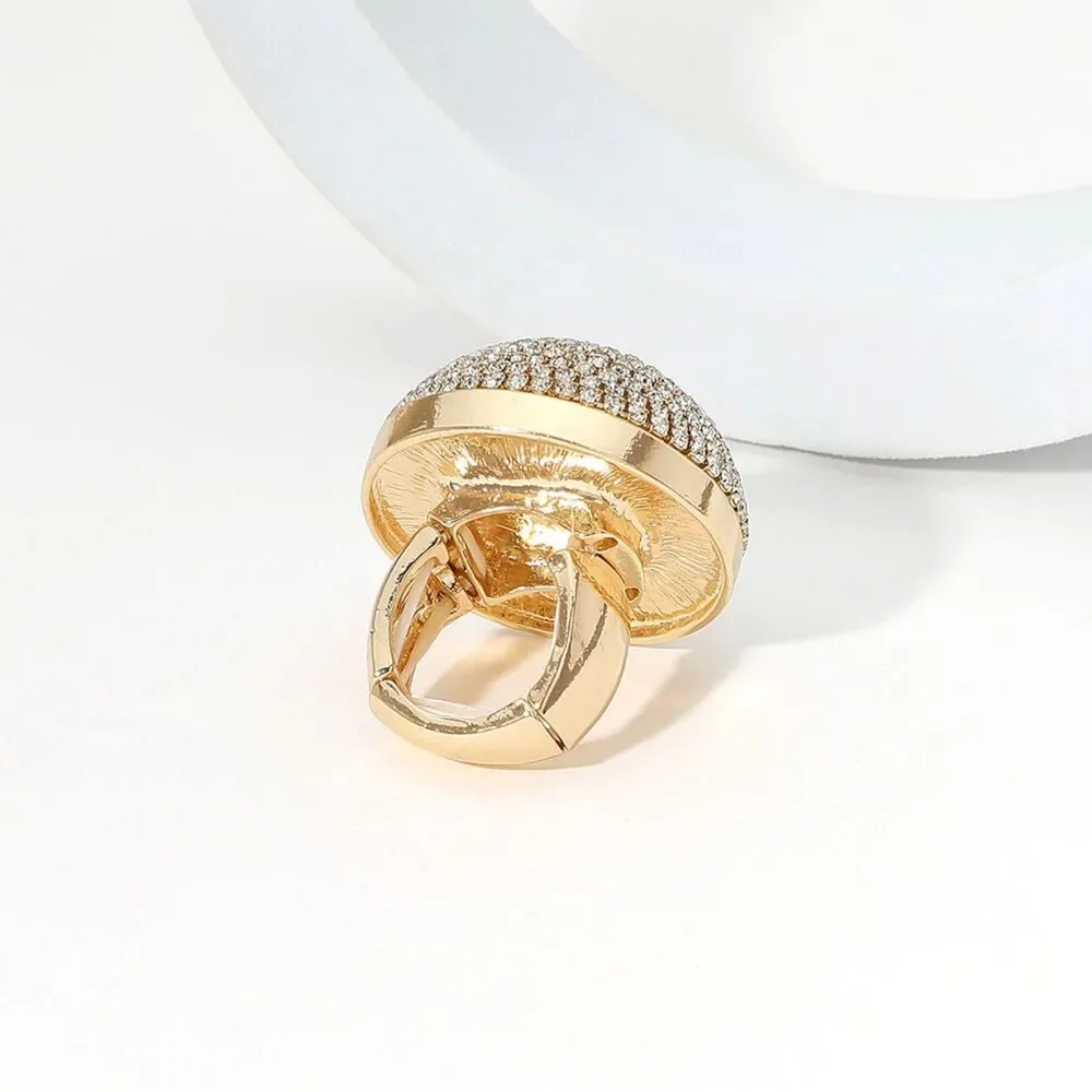 Gold Rhinestone Crystal Stretch Ring Sparkling Dome Fashion Cocktail Jewelry